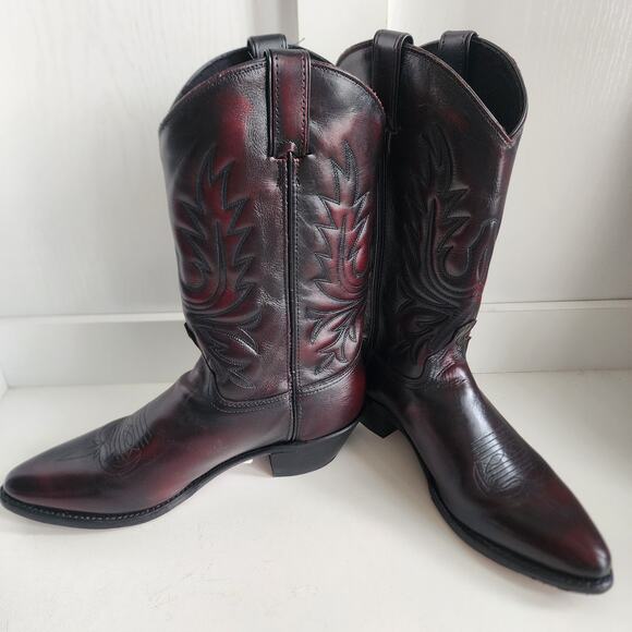 Abilene Men's 10.5 - 6461 12" Western Cowboy Boots Black Cherry Cowhide Polished - Picture 4 of 11